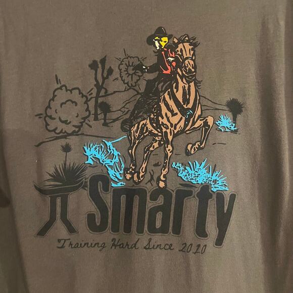 Smarty Training Hard Since 2010 T Shirty XXL Green Unisex Cowboy on Horseback - Picture 2 of 5